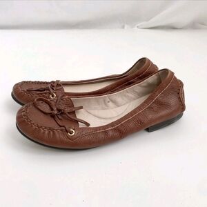 Vince Camuto Brown Leather Driving Boat Slip On Loafer Flat Shoes 6